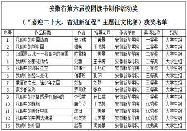 公司学子在安徽省第六届校园读书创作活动中获得佳绩